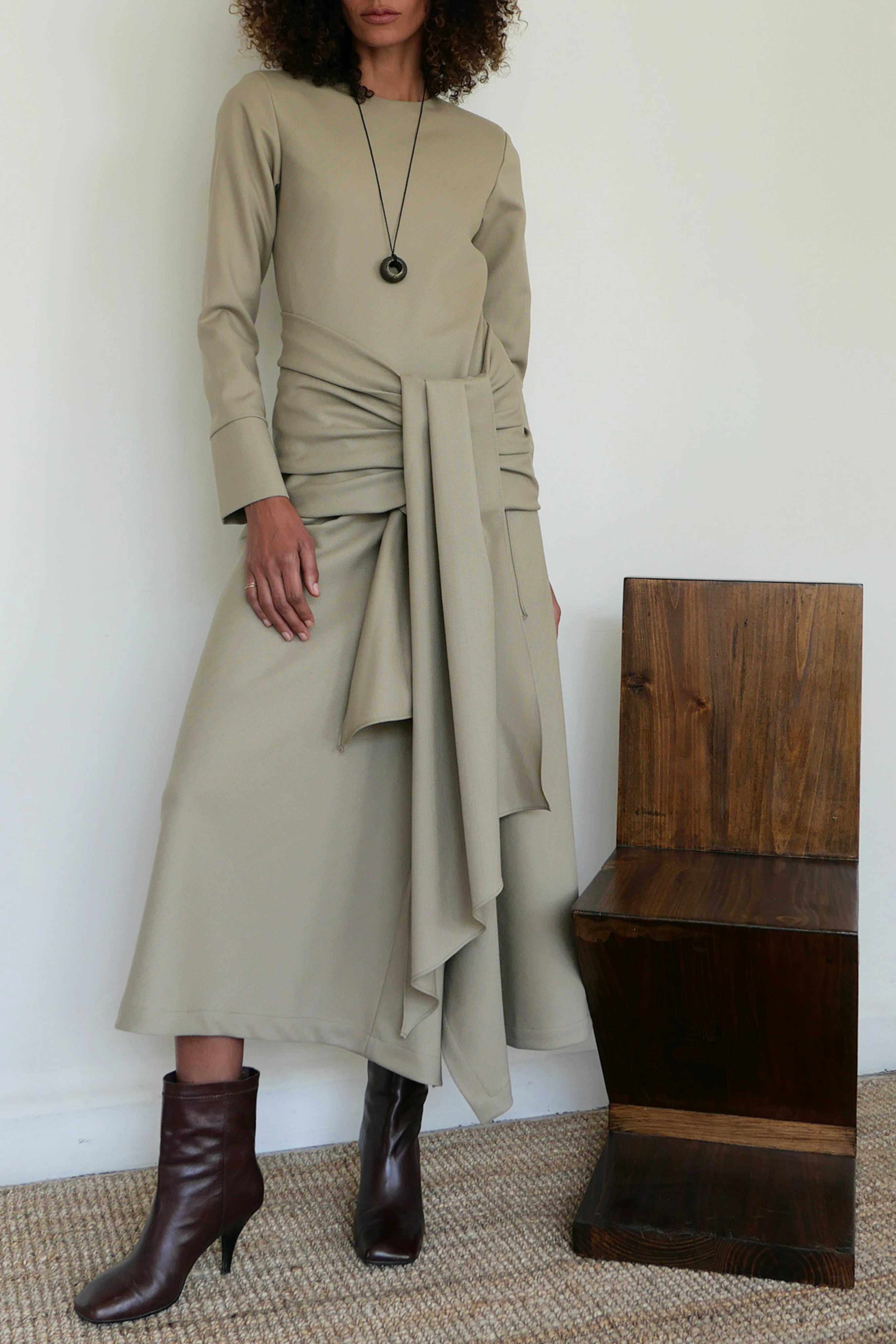 Party Floral Street Vibe Asymmetrical Wool Bias Dress