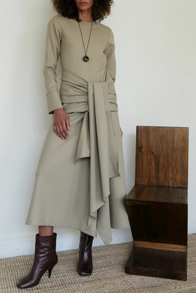 Party Floral Street Vibe Asymmetrical Wool Bias Dress