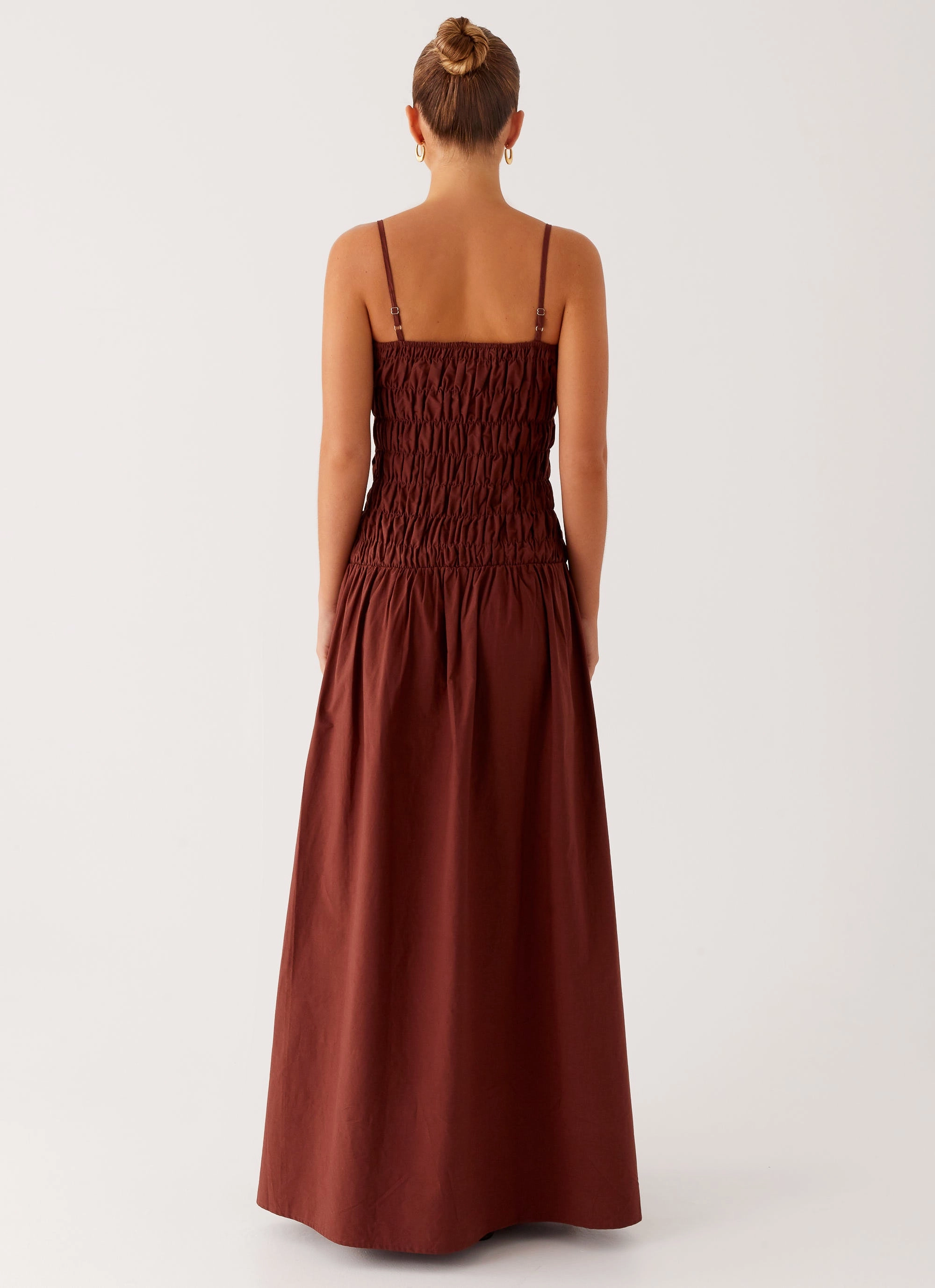 Floral Comfort Collared Brooke Maxi Dress - Chocolate