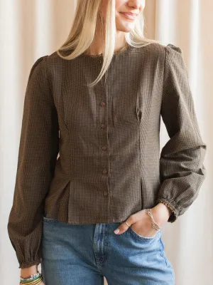 Asha Gingham Blouse Multipanel Construction BreathableFabric