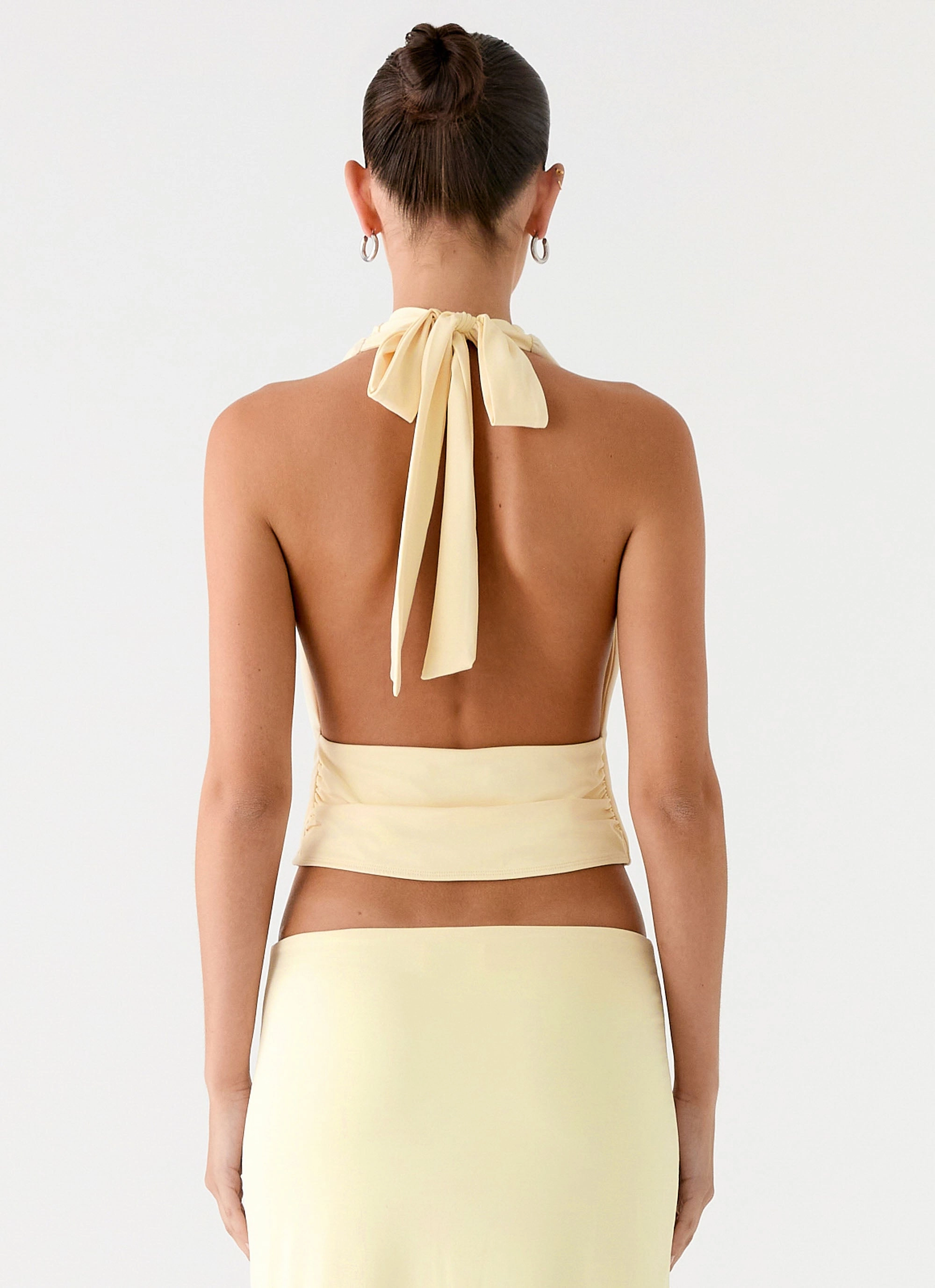 Temperature Regulating Textile simple design Ashi Cowl Top - Yellow