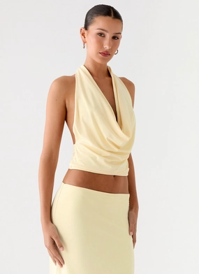 Scoop Neck Shape Comfortable Collar Ashi Cowl Top - Yellow