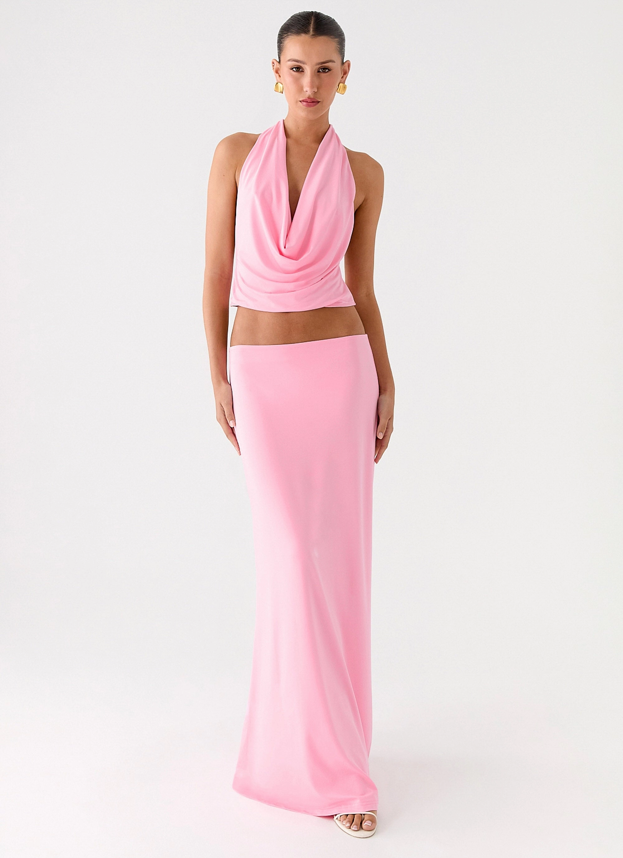 Ashi Maxi Skirt - Pink Tiered Layers Fashion Energy