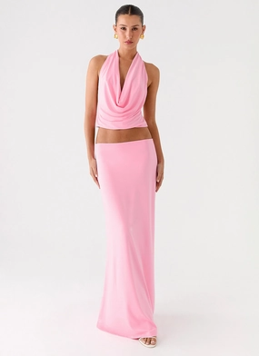 Ashi Maxi Skirt - Pink Tiered Layers Fashion Energy