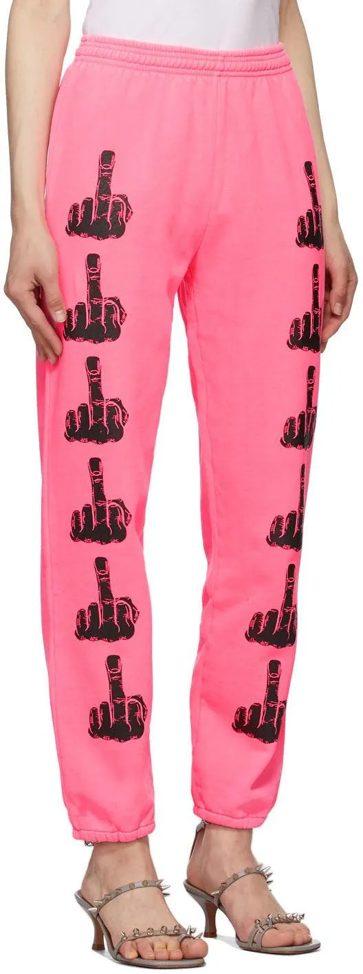 Ashley Williams Pink Middle Finger Lounge Pants