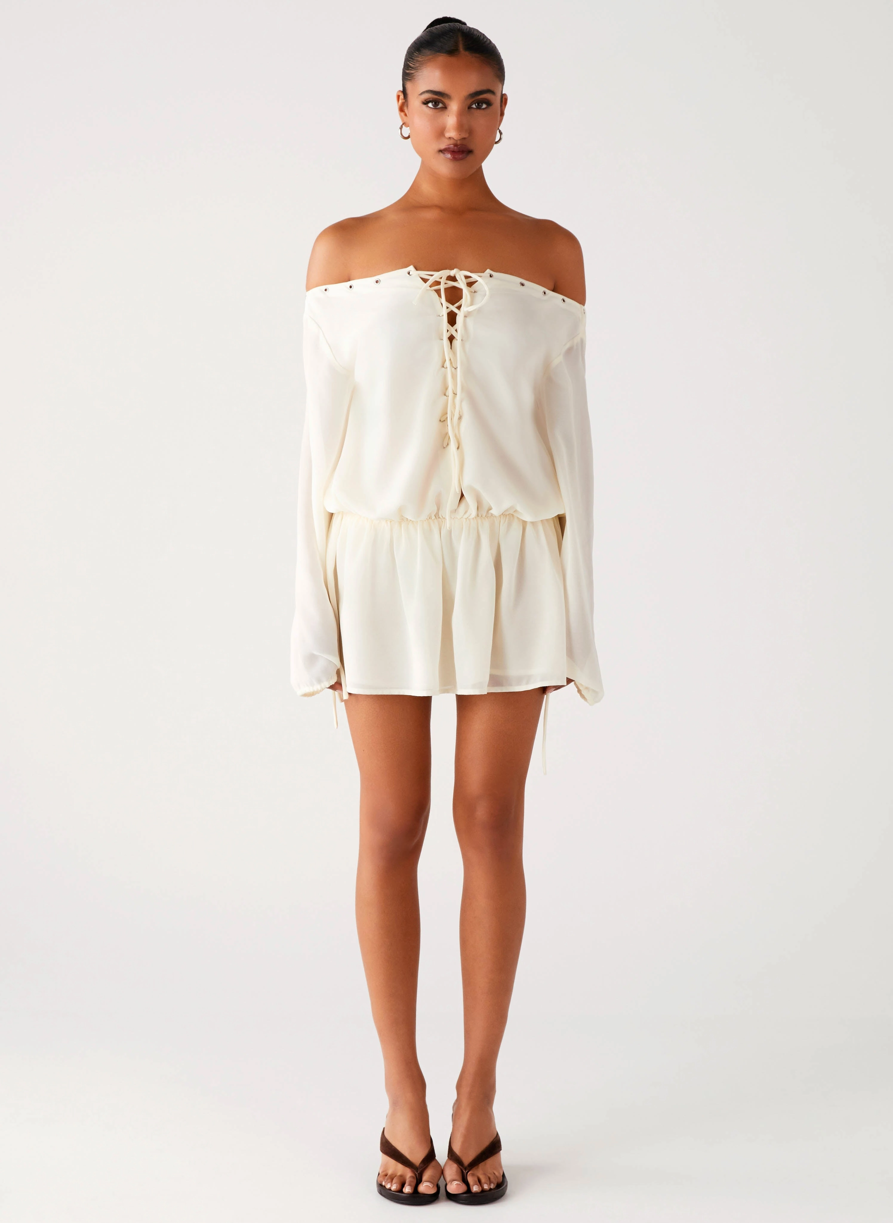 Astaria Mini Dress - Ivory Happy Fit