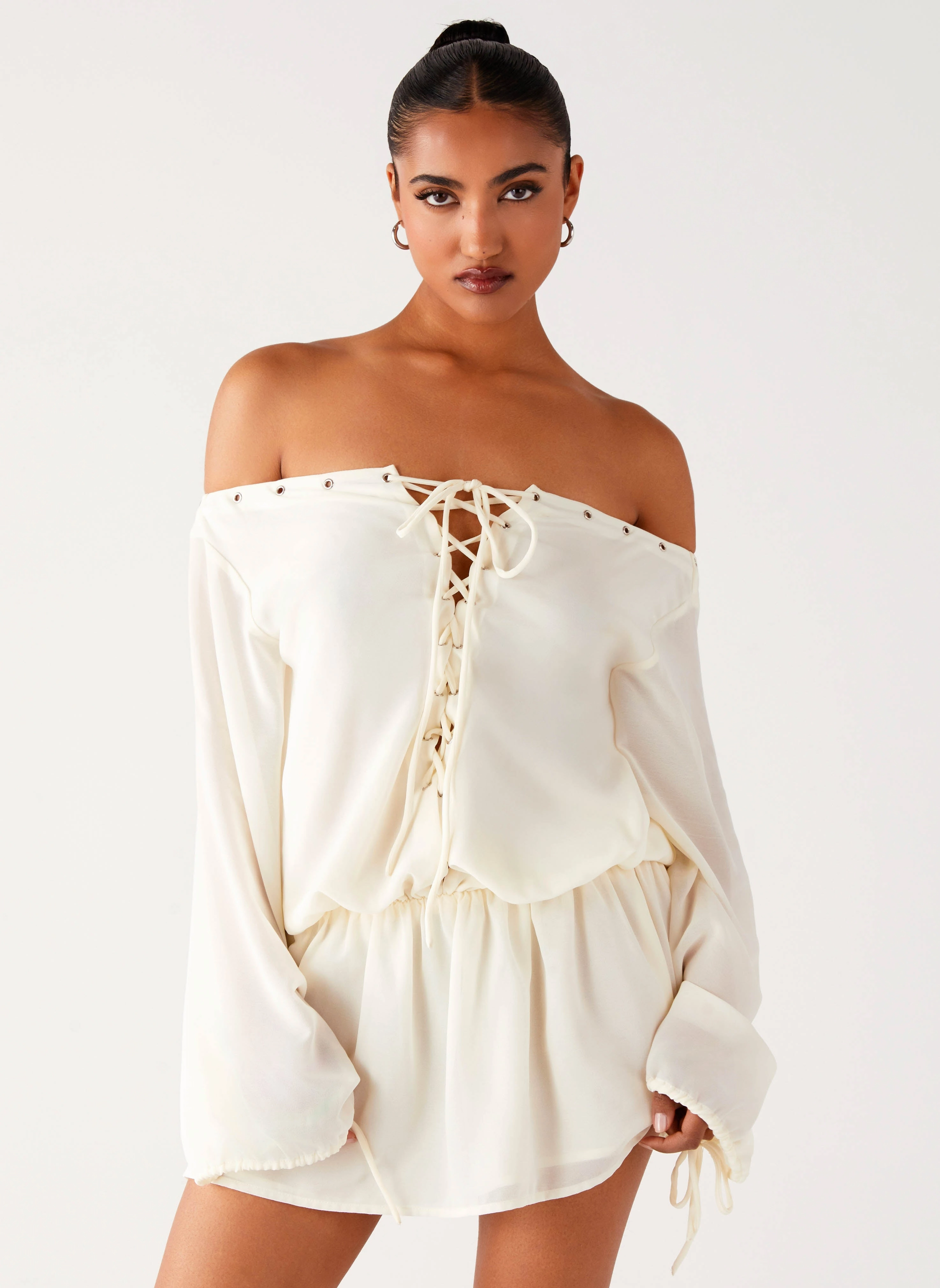 Astaria Mini Dress - Ivory Easy Fit Office Friendly
