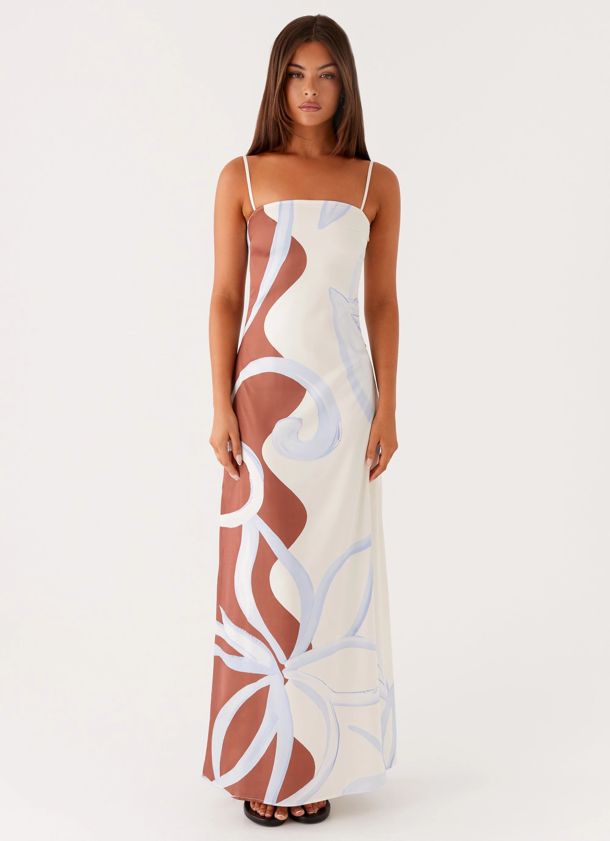 Fluid Fabric Lightweight-Layer Aster Bloom Maxi Dress - Bloom Wave Print