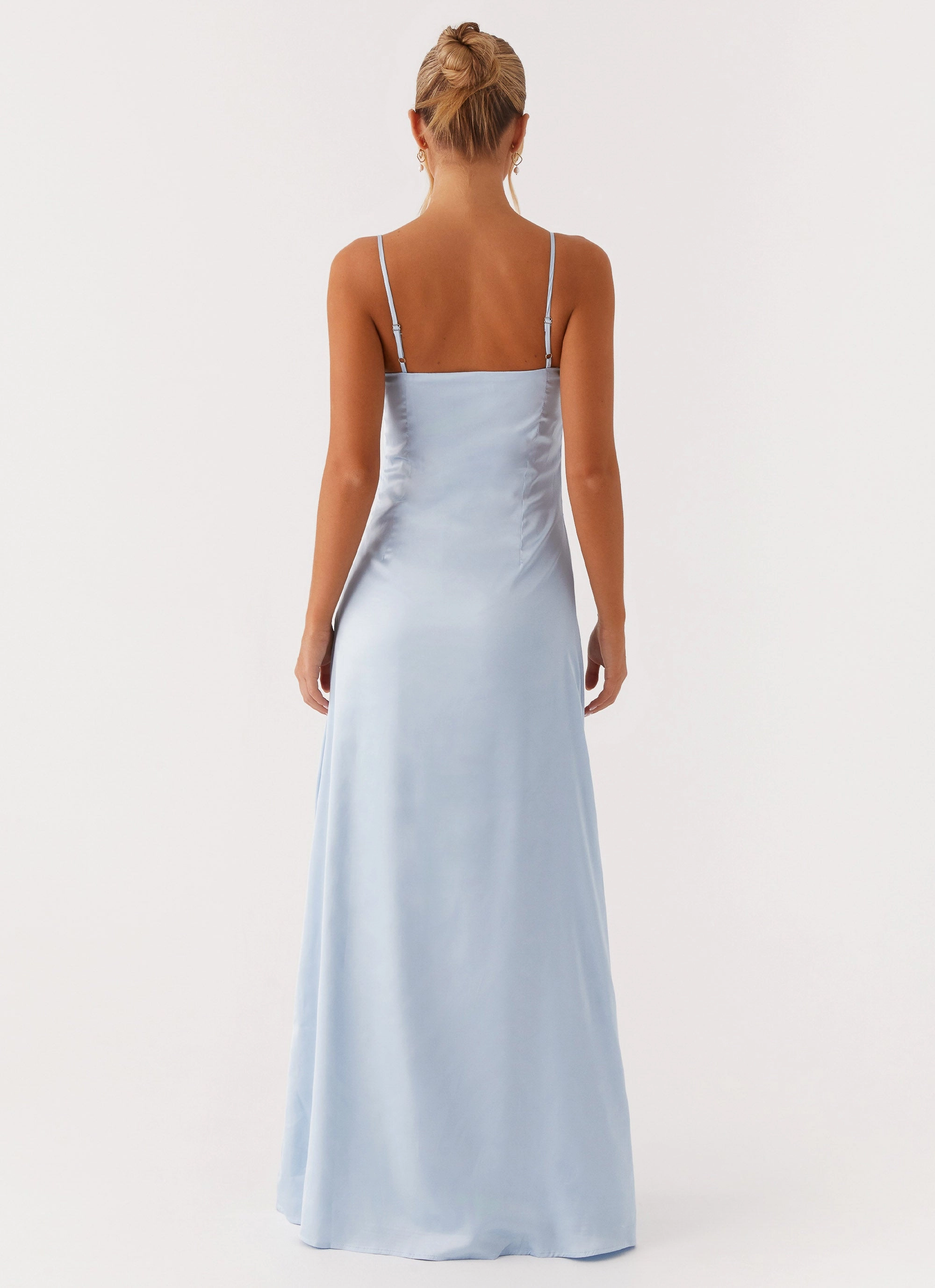 Semi Formal Polished Motion Aster Bloom Maxi Dress - Blue
