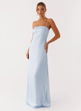 Aster Bloom Maxi Dress - Blue Fall Comfort