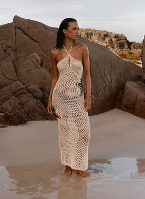 Aster Crochet Maxi Dress - Pastel Yellow Quiet Mood Back Detail