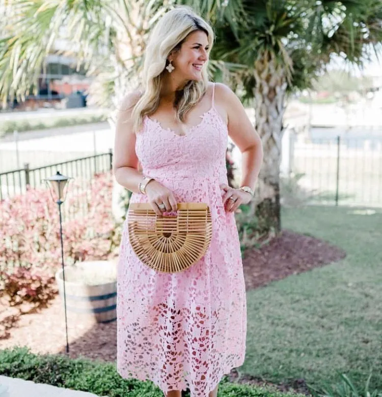 ASTR The Label Pink Lace Overlay Midi Dress- Size XXL