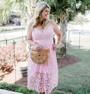 ASTR The Label Pink Lace Overlay Midi Dress- Size XXL