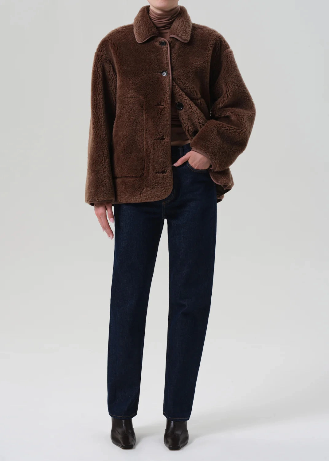 investment piece Astrid Sherpa Jacket in Warm Tan