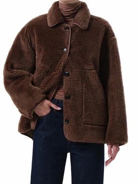 colorful Astrid Sherpa Jacket in Warm Tan