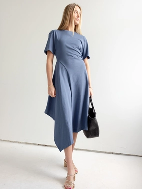 Matte Fabric Asymmetric Knit Dress