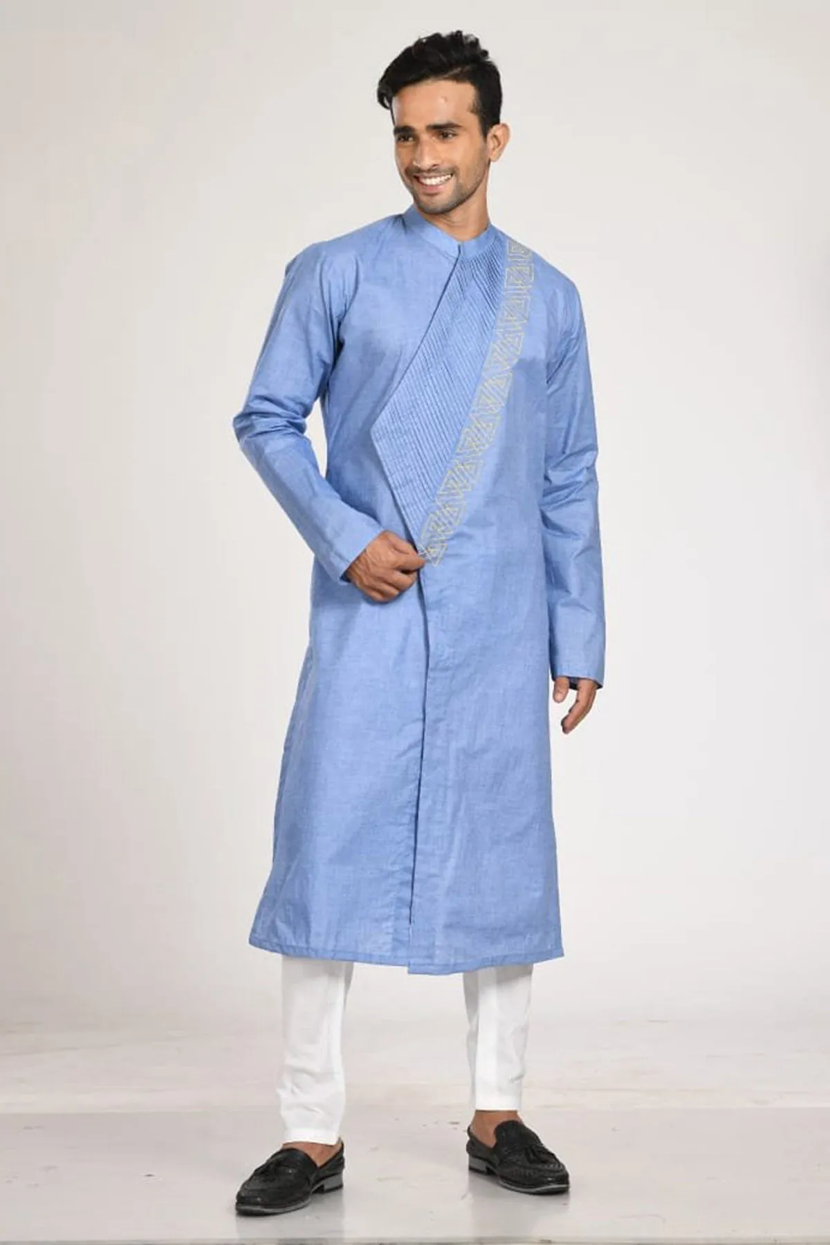 Asymmetrical Pleated Kurta Set