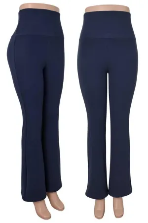 Athleisure &amp; Lounge Fleece Lined Stretch Flare Pants - Navy Blue
