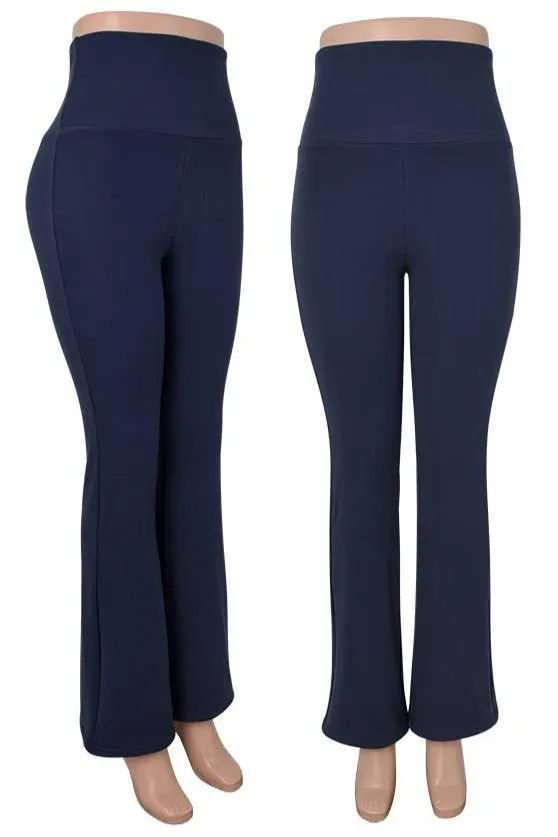Athleisure &amp; Lounge Fleece Lined Stretch Flare Pants - Navy Blue
