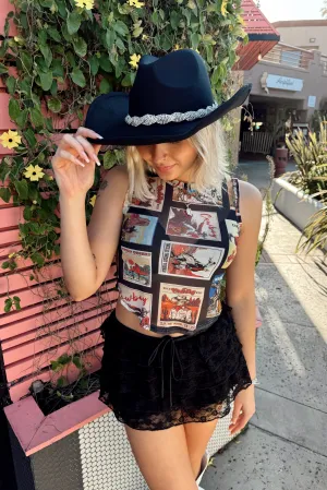 Western Stamped Mesh Crop Tank MoistureWicking Technology ReflectiveTrimDetails
