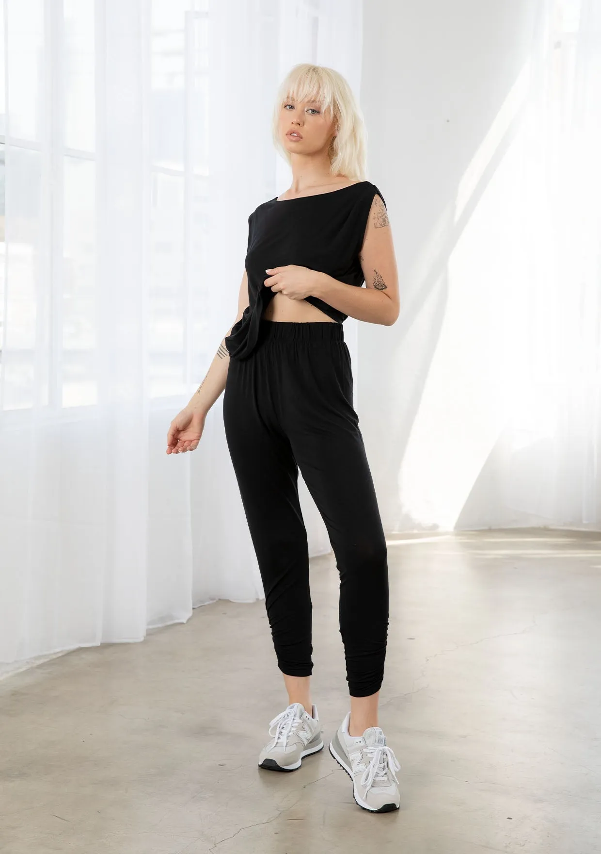 Athleisure Jersey Knit Fitted Pants