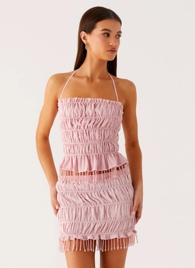Shari Beaded Halter Top - Pink Odor Resistant Coating