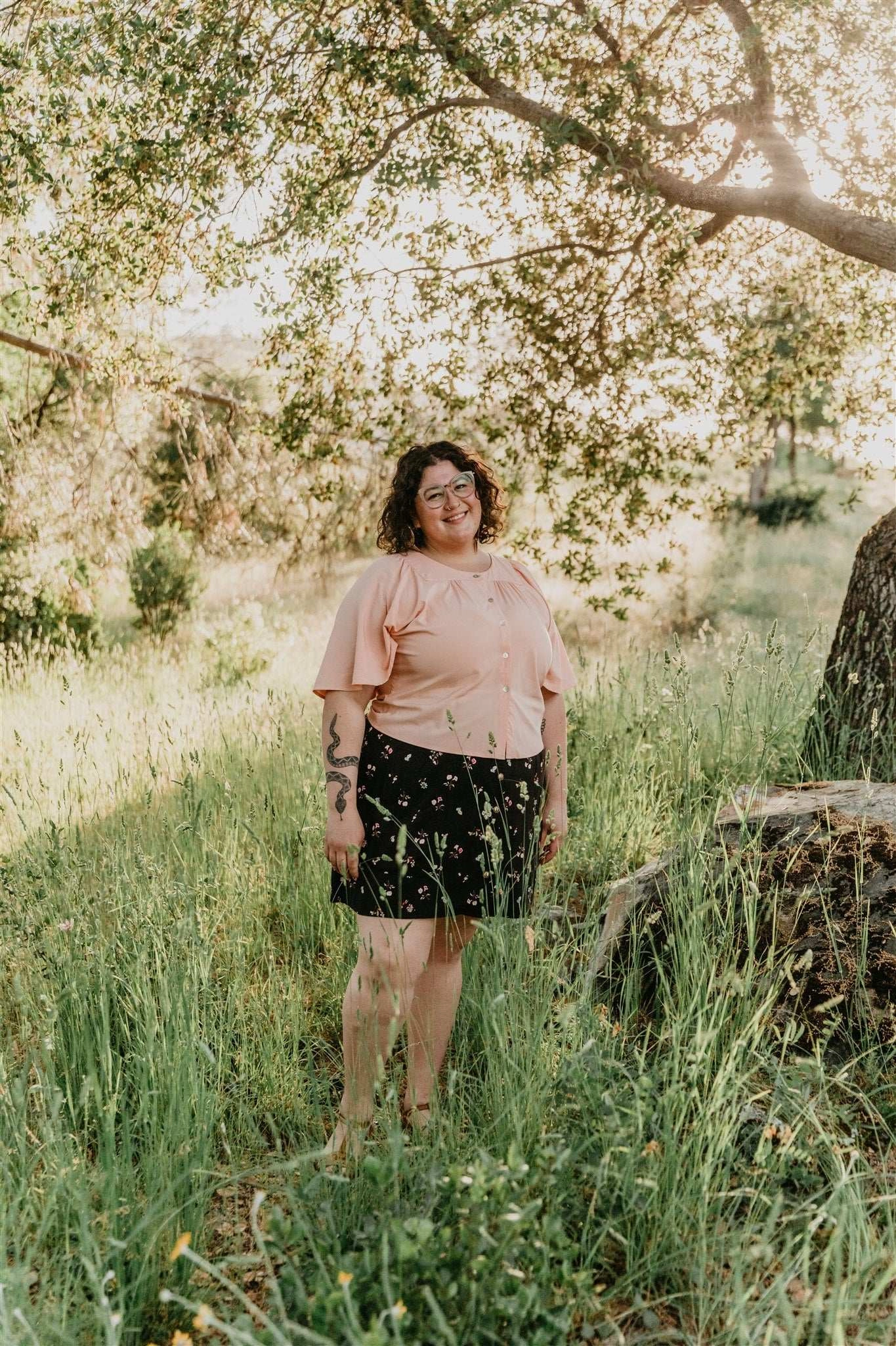 Rah Rah Skirt in Dark Floral Neutral Style