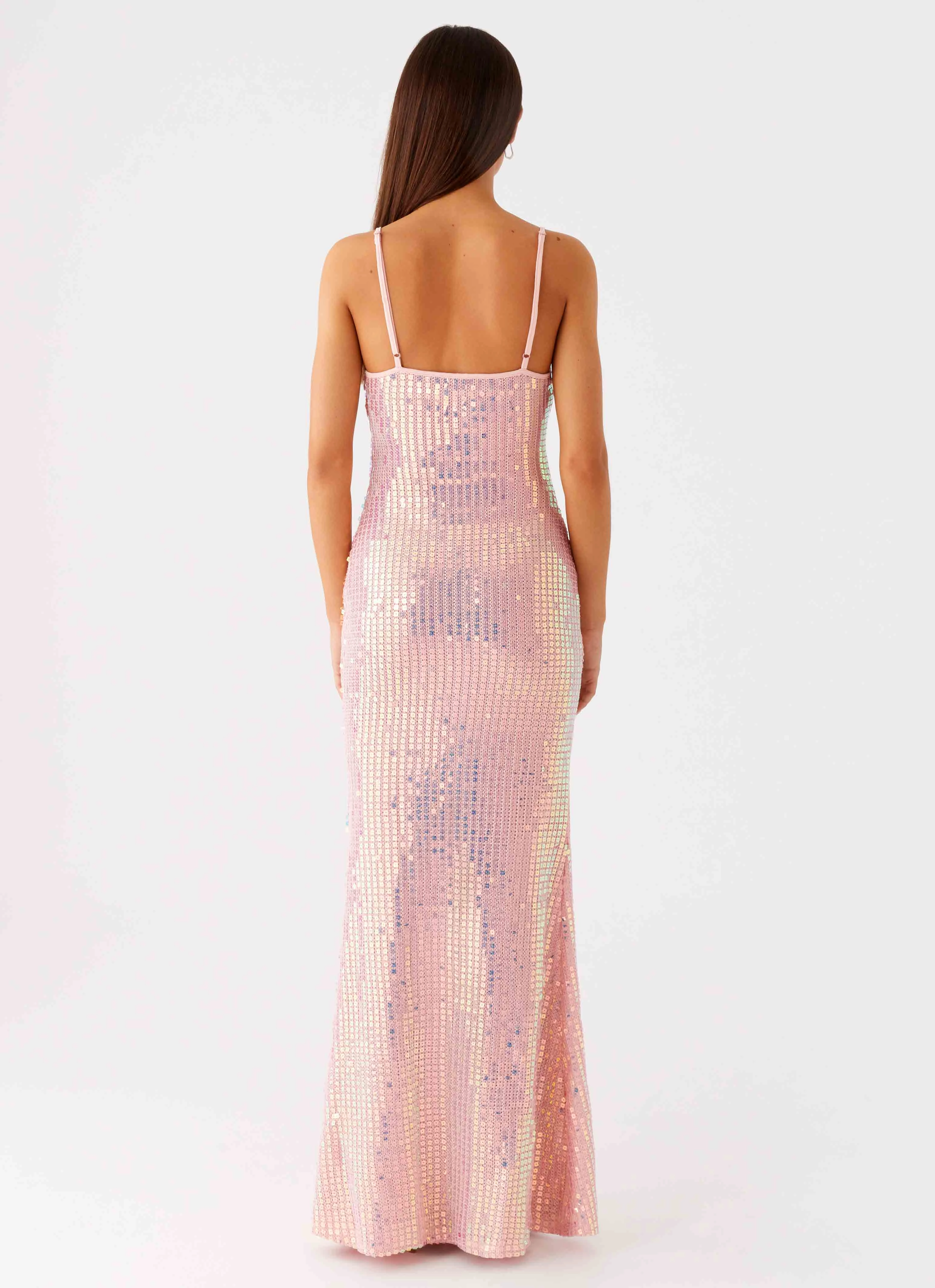 Attitude Knit Sequin Maxi Dress - Iridescent Pink Harmonious Layers