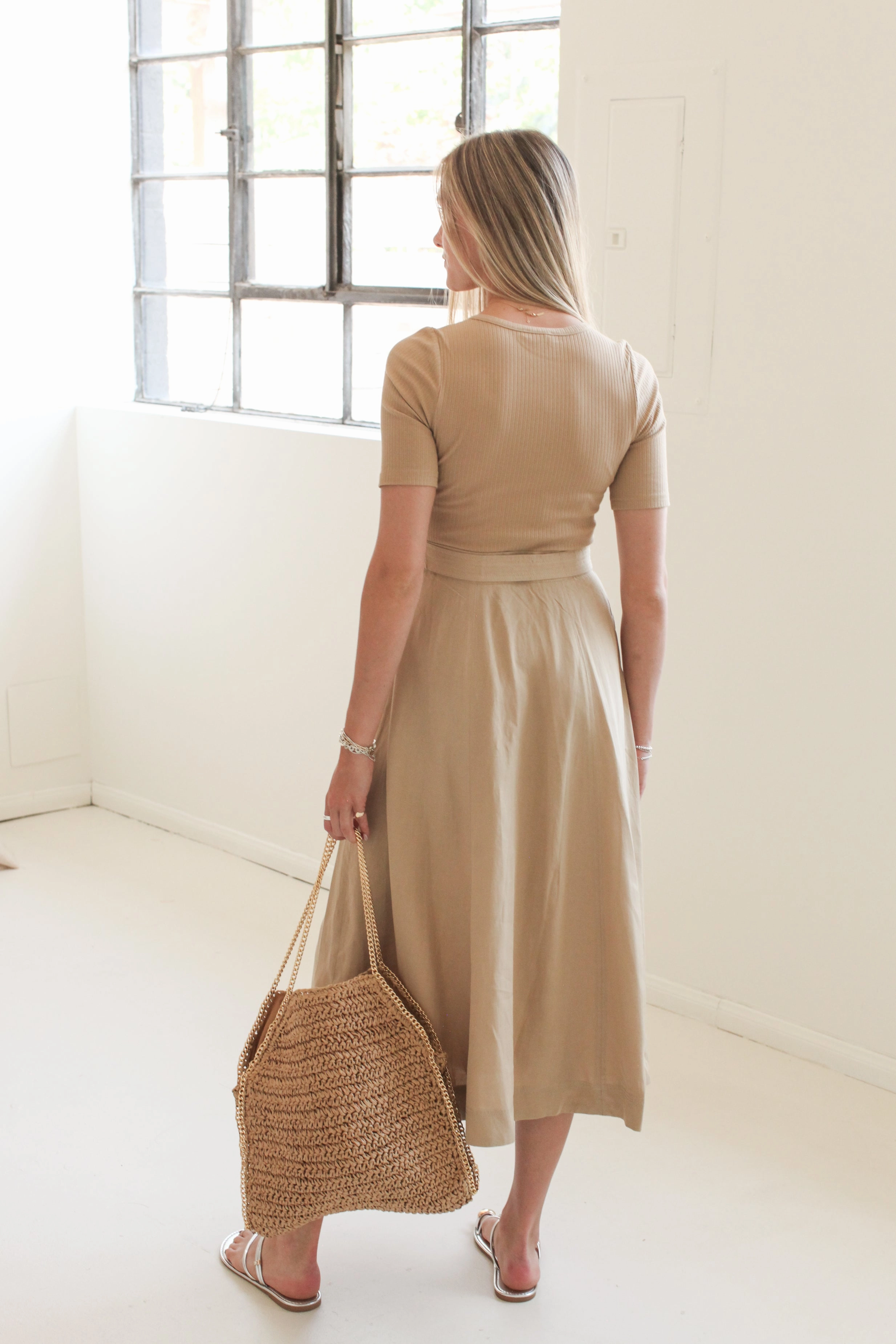 Matte-finish Augusta Midi Dress
