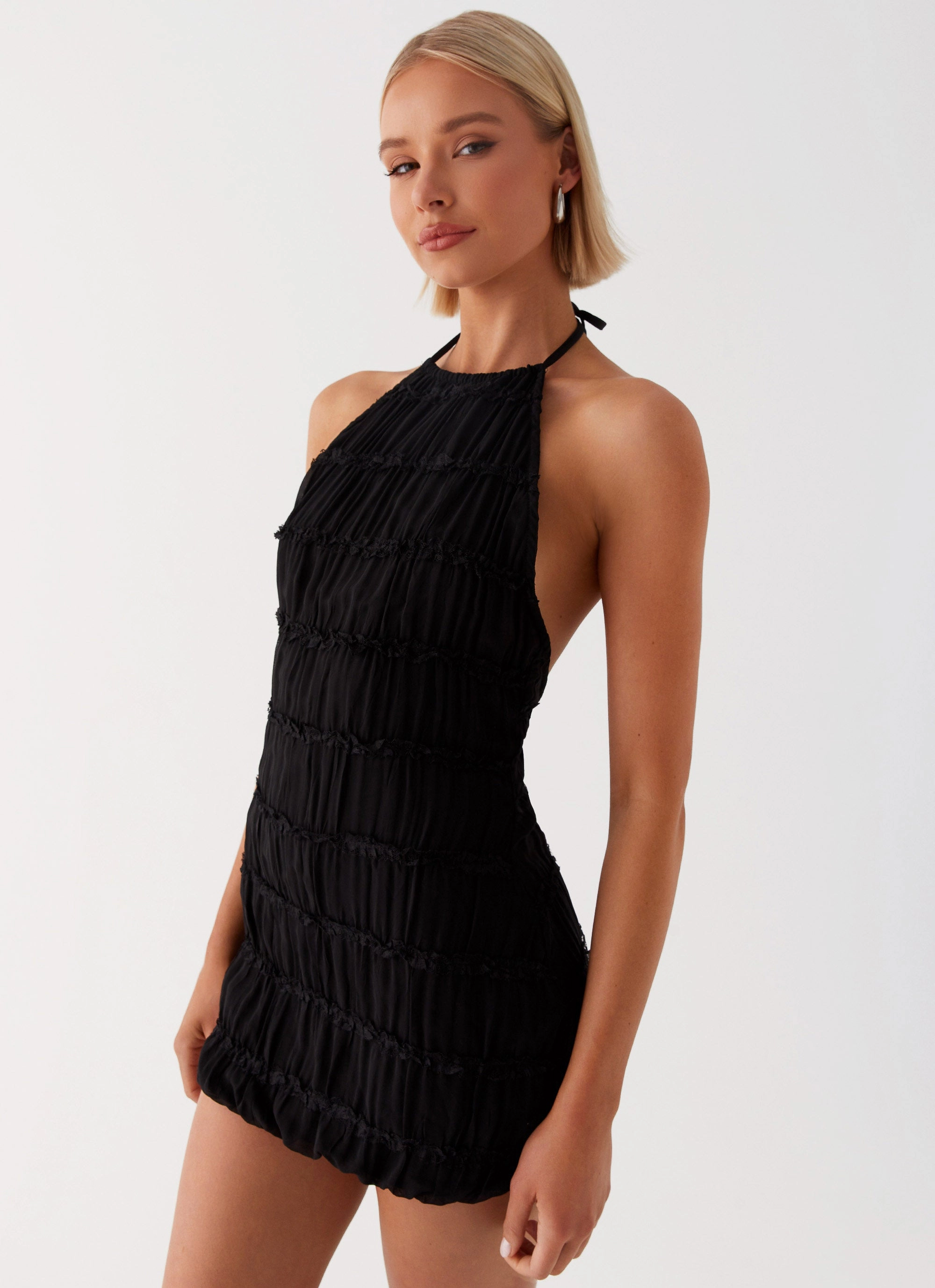 Aullie Mini Dress - Black Subtle Shimmer