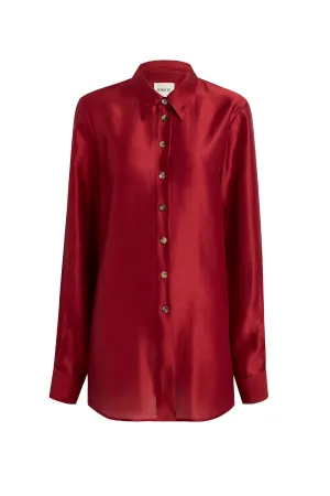 Auryn Top in Red DoubleStitched Hemming Low Impact Manufacturing