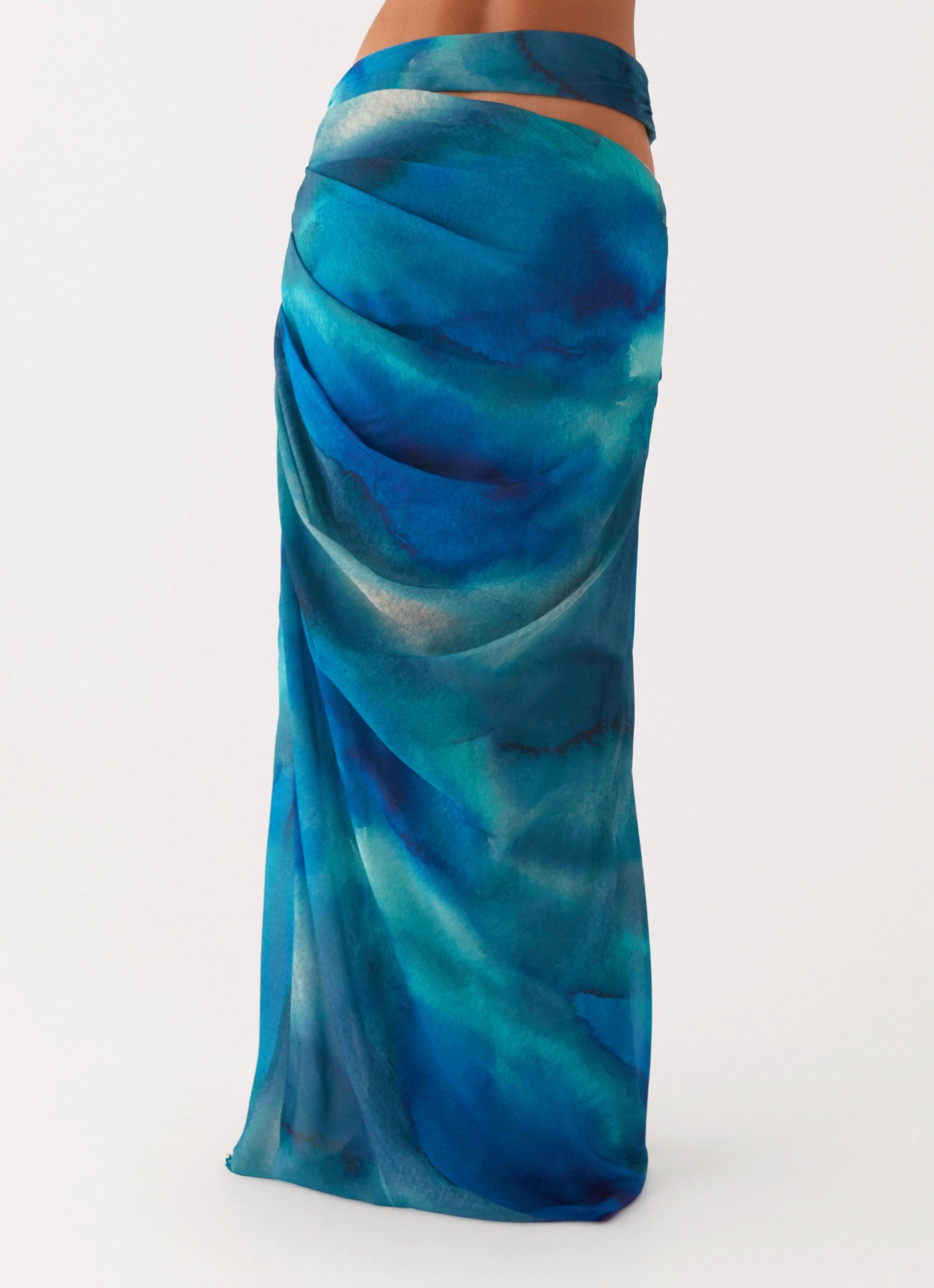 Chill Look Austin Cut Out Maxi Skirt - Blue Tie Dye