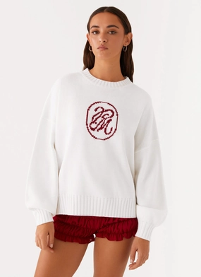 Quilted Interior Layer Fire Retardant Treated Fabric Autograph Oversized Sweater - Ivory