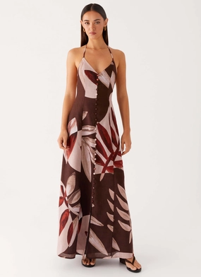 Pose Sweet Autumn Linen Maxi Dress - Cinnamon Palm