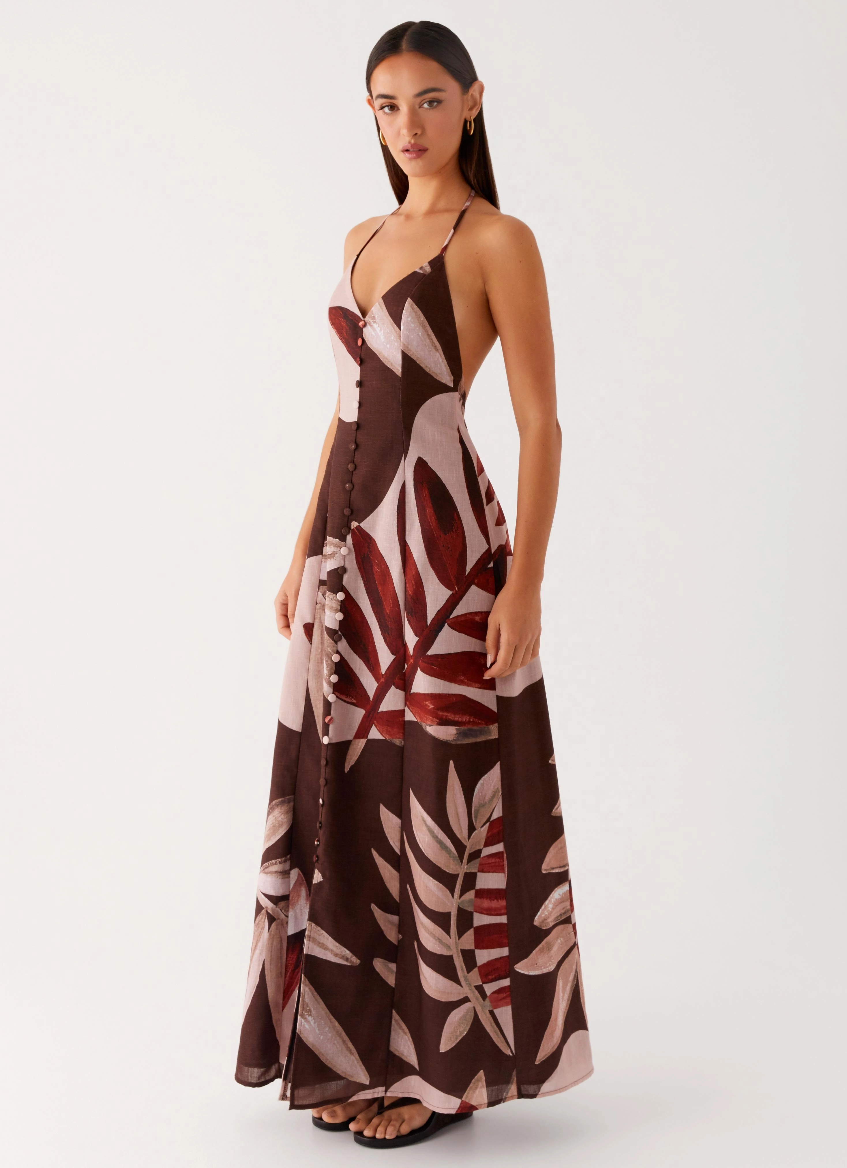 Autumn Linen Maxi Dress - Cinnamon Palm Chic Comfort Look