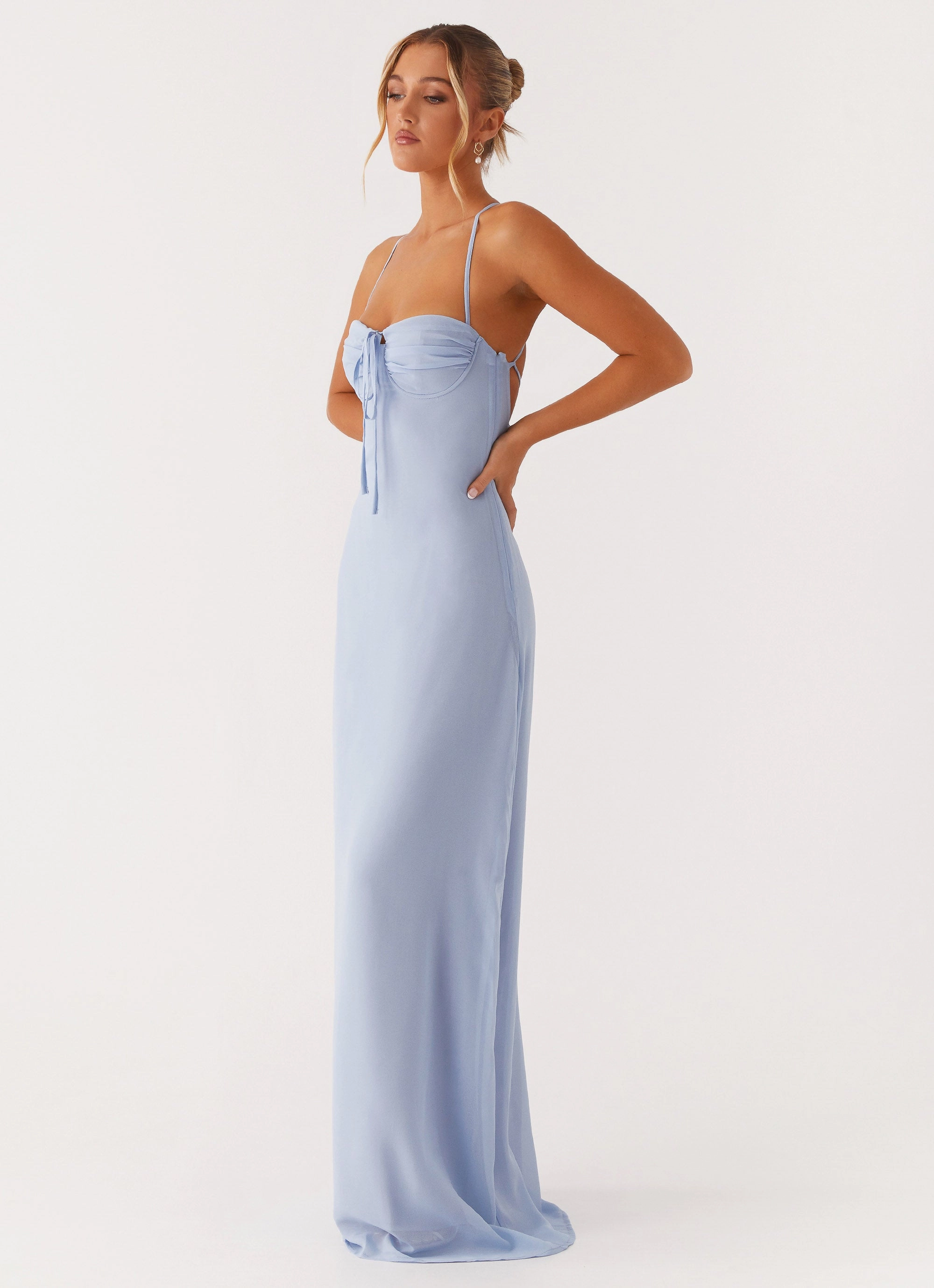 Aveline Bustier Maxi Dress - Blue Live Soft
