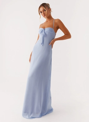 Aveline Bustier Maxi Dress - Blue Flare Hem