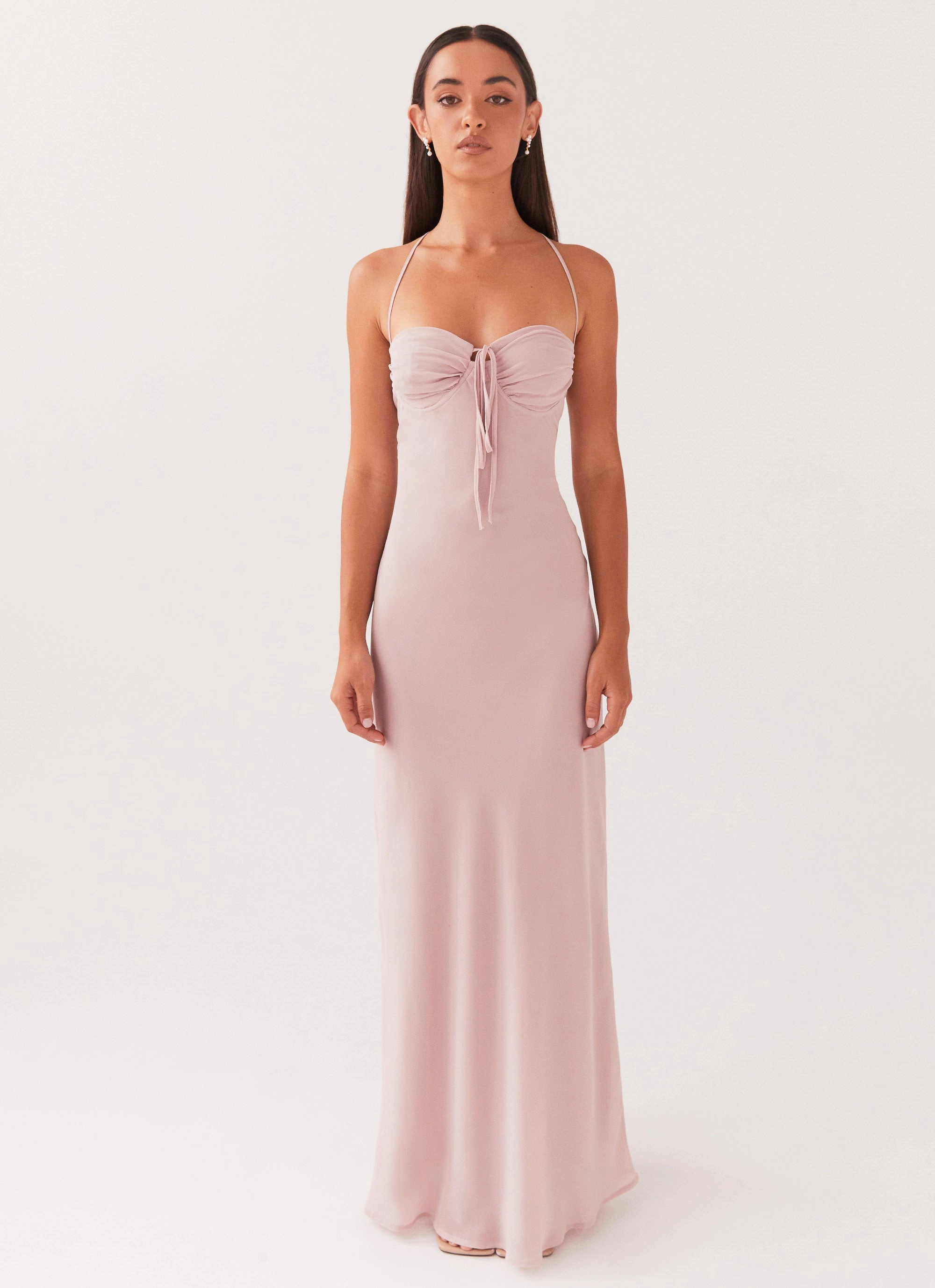 Aveline Maxi Dress - Mauve Button-Cuff Soft Balance