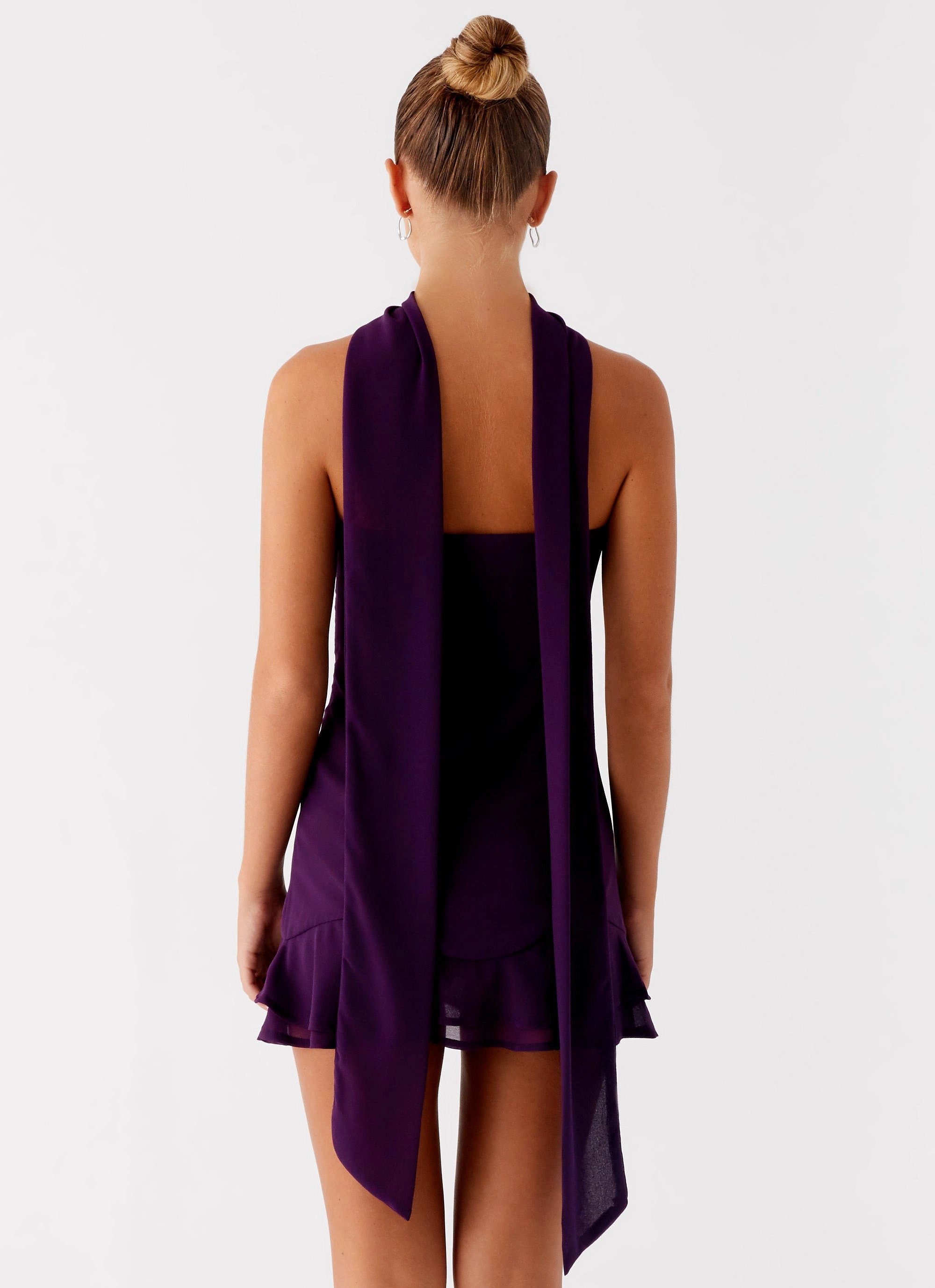 Matching Belt Avenue Mini Dress - Plum