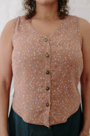 Aviva Top in Faun Floral Activewear Top