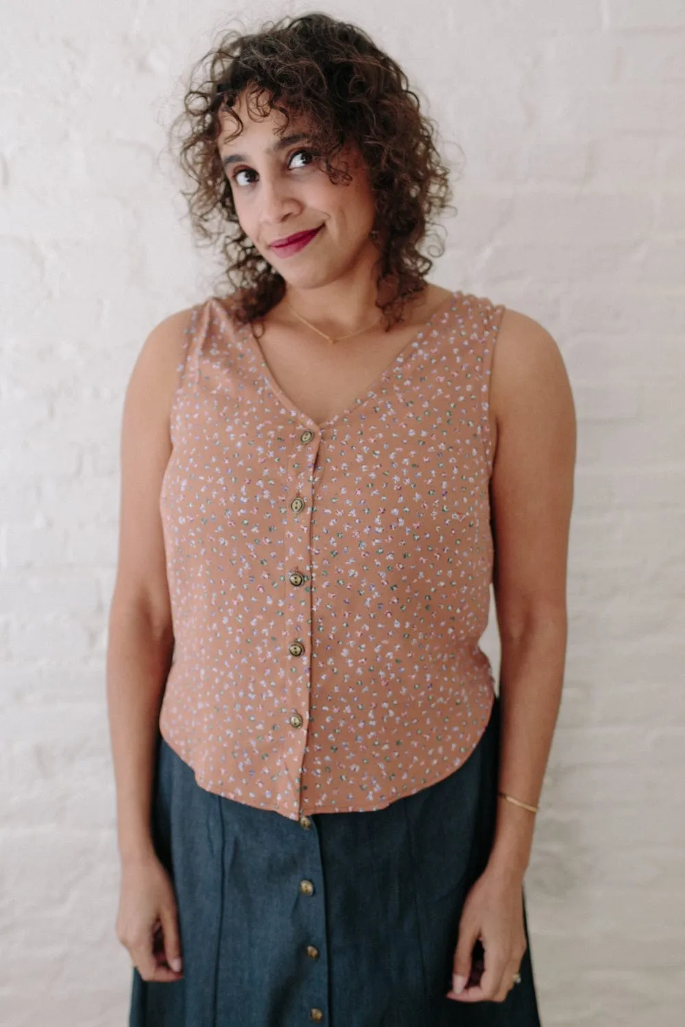 Ventilated Panel Design Aviva Top in Faun Floral
