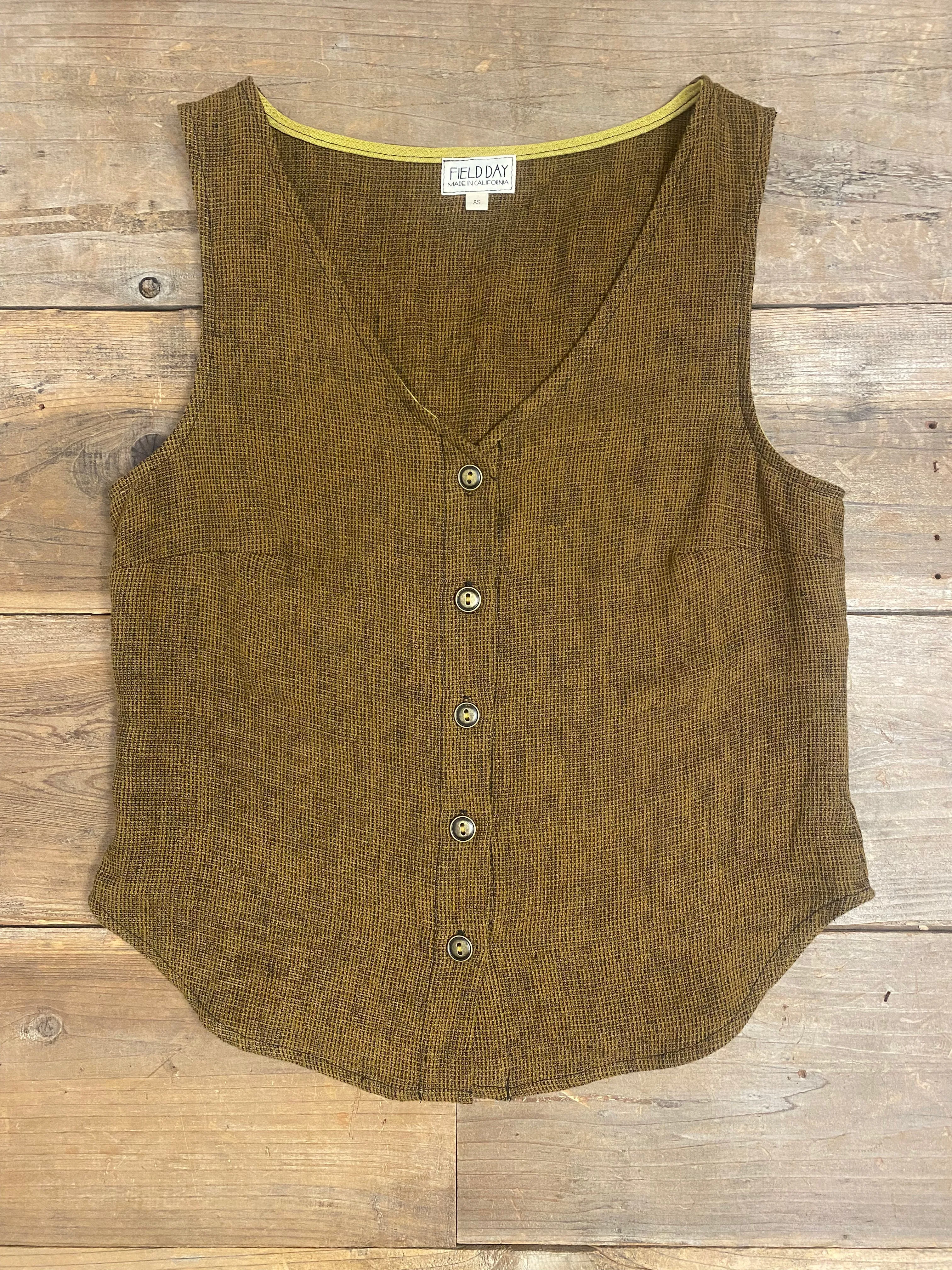 Aviva Top in Golden Checker HighStretchElastic Relaxed Sweatshirt