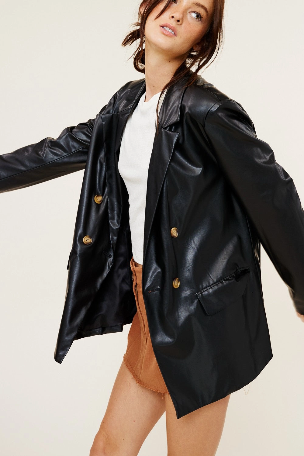Hooded styles All Year Use Axel Faux Leather Blazer