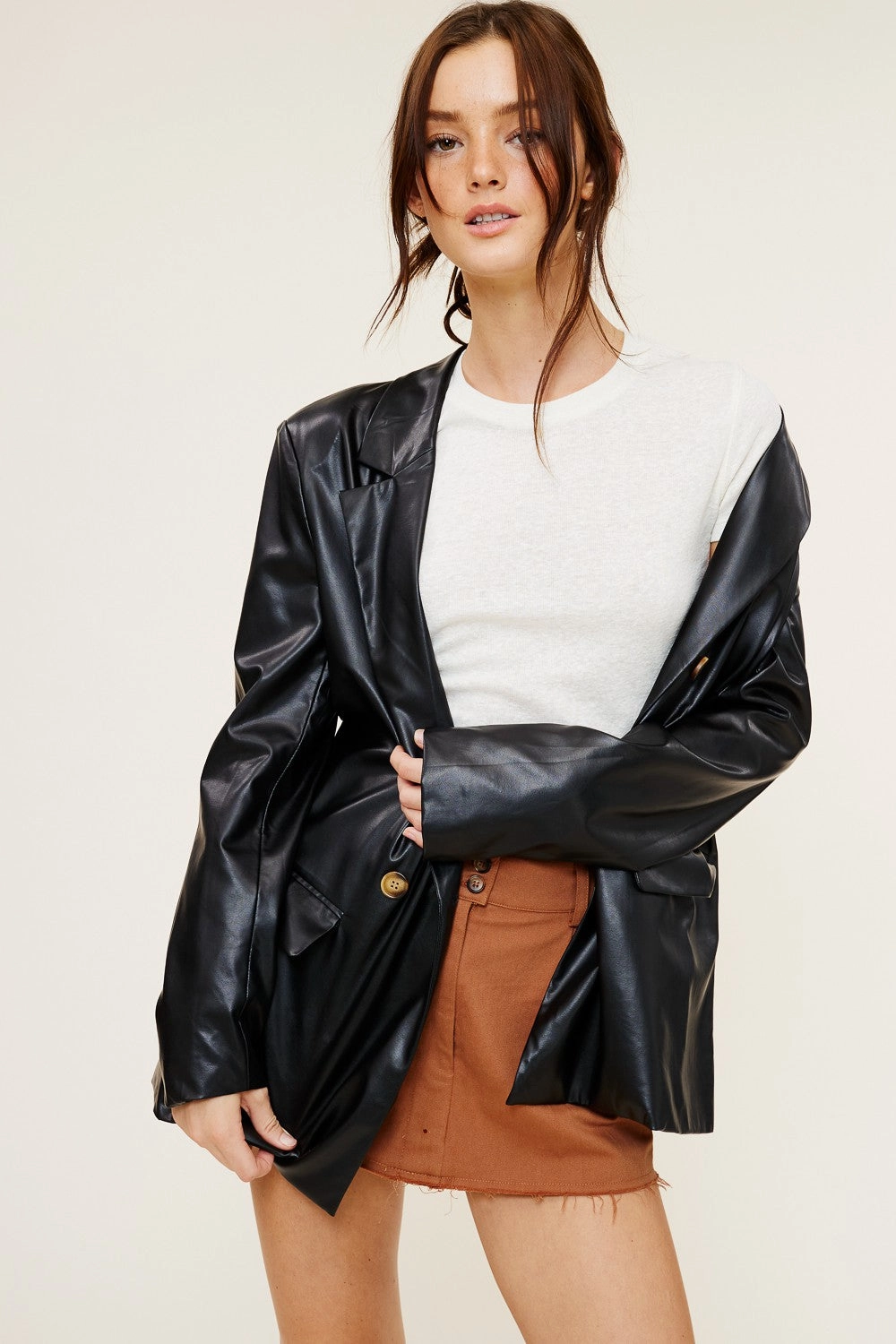 Soft Sweater Axel Faux Leather Blazer