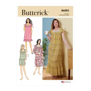 B6883 Misses' Top, Nightgowns and Shorts