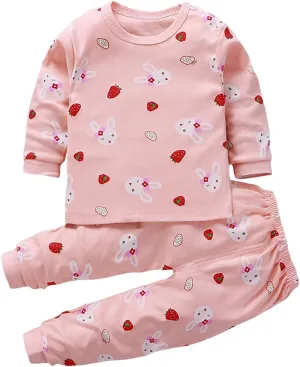 Baby Girls Cotton 𝐏ajamas Long Sleeve 𝐒nug Fit 𝐏a𝐣ama Set Cute Cat 𝐏js Kids Toddler Sl𝐞epwear Cartoon 𝗟oungewear