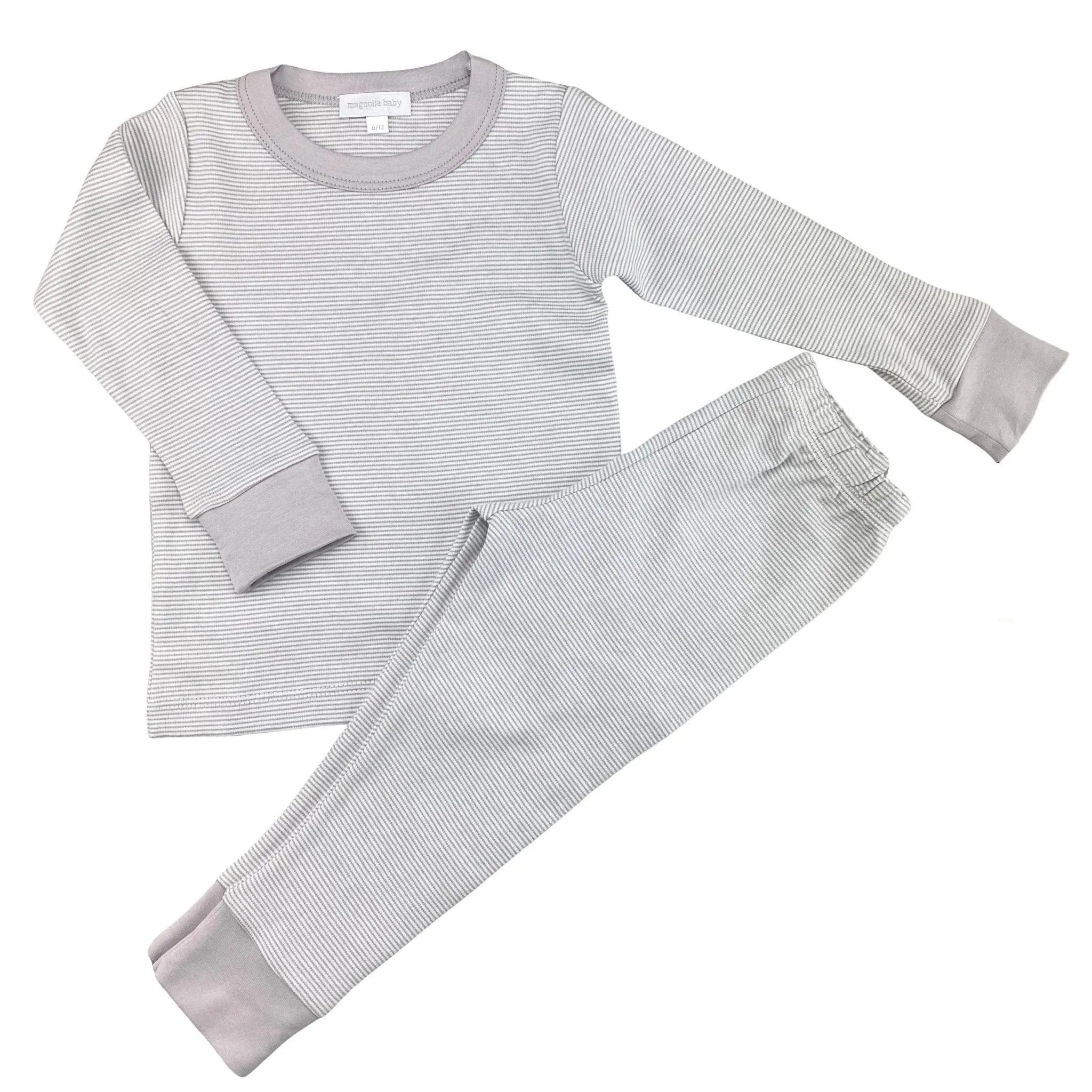 Baby Stripes Long Pajamas - Silver