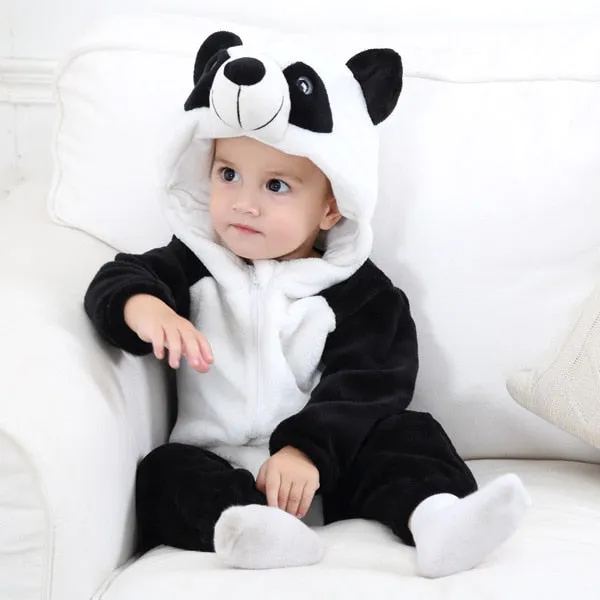 Baby Unisex Playsuit Pajamas Animal Cartoon Hooded Costume