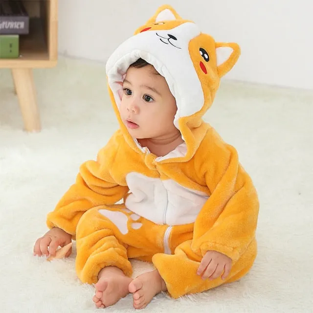 Baby Unisex Playsuit Pajamas Animal Cartoon Hooded Costume