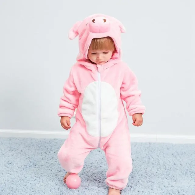 Baby Unisex Playsuit Pajamas Animal Cartoon Hooded Costume